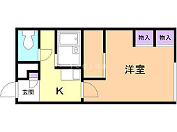 レオパレス南山鼻 2階1Kの間取り