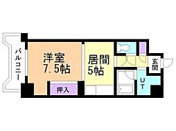ドミ18ロイヤル 4階1DKの間取り