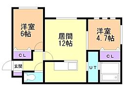 KKルミナス 2LDKの間取図画像