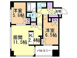 ラフィネタワー札幌南3条 2LDKの間取図画像