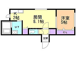 シルフィード東大通 2階1LDKの間取り
