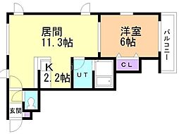 エスペランス1・9 1階1LDKの間取り
