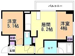 ラ・クラッセ札幌リードスクエア 2LDKの間取図画像