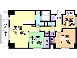 シビックコート苗穂駅前 7階3LDKの間取り