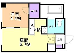 Ｄ×Ａｐａｒｔｍｅｎｔ　Ｎ3Ｅ6 3階1LDKの間取り