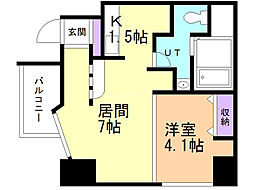 Ｓ−ＦＯＲＴ北円山 3階1LDKの間取り