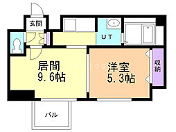 レジディア桑園 10階1LDKの間取り