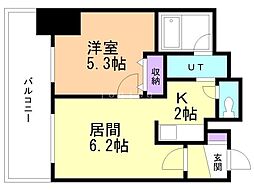 プライヴェル山鼻壱番館 1LDKの間取図画像