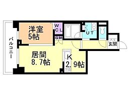 札幌市中央区北三条西12丁目マンション 1LDKの間取図画像