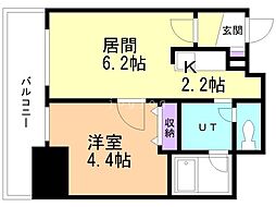 プライヴェル山鼻壱番館 1LDKの間取図画像