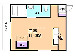 ライフコート 1Kの間取図画像