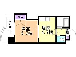エクセル2 1DKの間取図画像