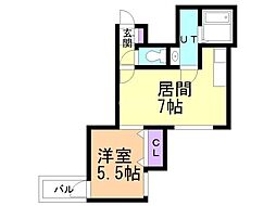 OKビル 1DKの間取図画像
