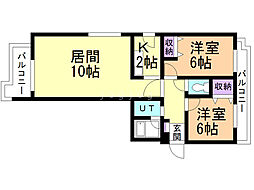 ダイアナ南山鼻ヒルズ2B 2LDKの間取図画像