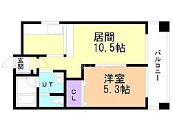 メゾン旗矢 1LDKの間取図画像