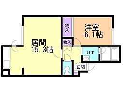 ルーエ山鼻 1LDKの間取図画像
