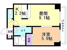 エステラ北五条館 1LDKの間取図画像