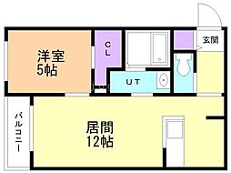 J・Gate近代美術館 1LDKの間取図画像