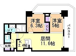 PRIMEURBAN札幌リバーフロント 2LDKの間取図画像