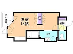 UURコート札幌南3条プレミアタワー ワンルームの間取図画像