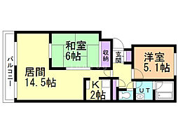 サンギャラリーハイツ山鼻 3LDKの間取図画像