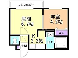 ルーエ北円山 1LDKの間取図画像