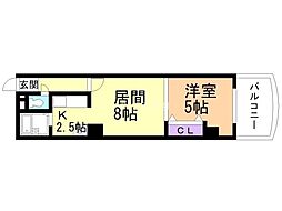 ミラバ札幌中央 1DKの間取図画像