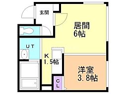 PRIMECOURT北円山 1LDKの間取図画像