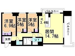 RESIDIA円山北五条 3LDKの間取図画像