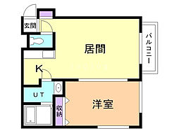 円山シャトー桂和坂下 1LDKの間取図画像