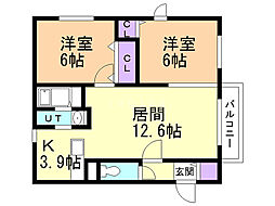 ハーベストS10 2LDKの間取図画像
