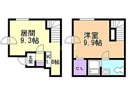 グランメール幌西B 1LDKの間取図画像