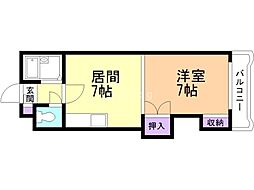 ブルームハイツ中央 1DKの間取図画像