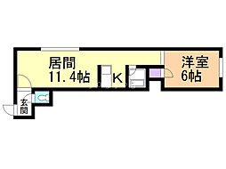 キラメック円山東 1LDKの間取図画像