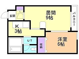 ハラックス宮の森 1LDKの間取図画像