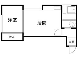 十二条ハイツ 1DKの間取図画像