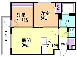E-horizon北円山 2LDKの間取図画像
