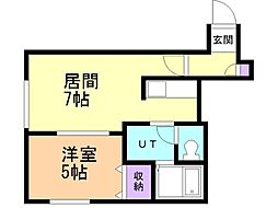 シティハイム南6条 1DKの間取図画像