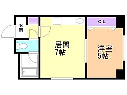 モア南6条 1DKの間取図画像