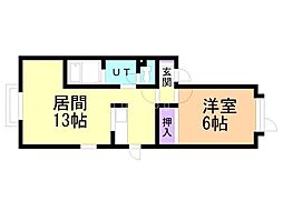 フォンテーヌ宮の森 1LDKの間取図画像