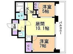 ライラックコート円山大通 2LDKの間取図画像