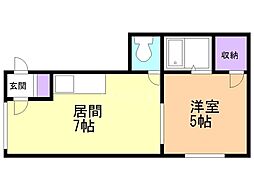 中神マンション 1DKの間取図画像