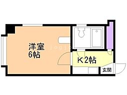 グロリーコート 1Kの間取図画像