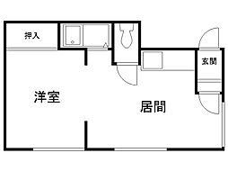 サンハウス 1DKの間取図画像