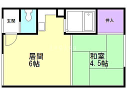 第6ハイツ幸梅 1DKの間取図画像