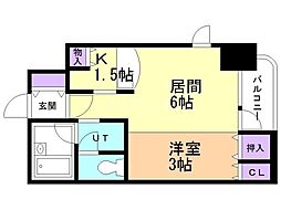 サンシャインシティ弐番館 1DKの間取図画像
