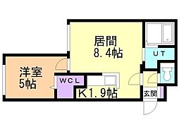 Empress中島公園 1LDKの間取図画像