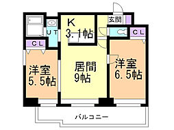 ブロックヒルズ 2LDKの間取図画像