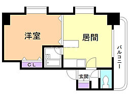 メープル円山 1LDKの間取図画像