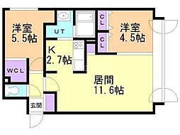 アルファスクエア南4西15 2LDKの間取図画像